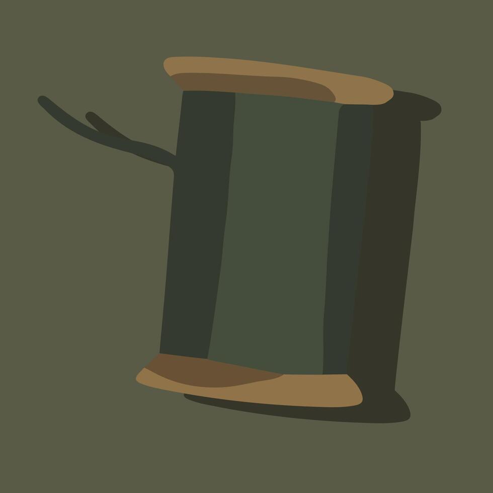 Illustration of spool with threads. Green threads. vector