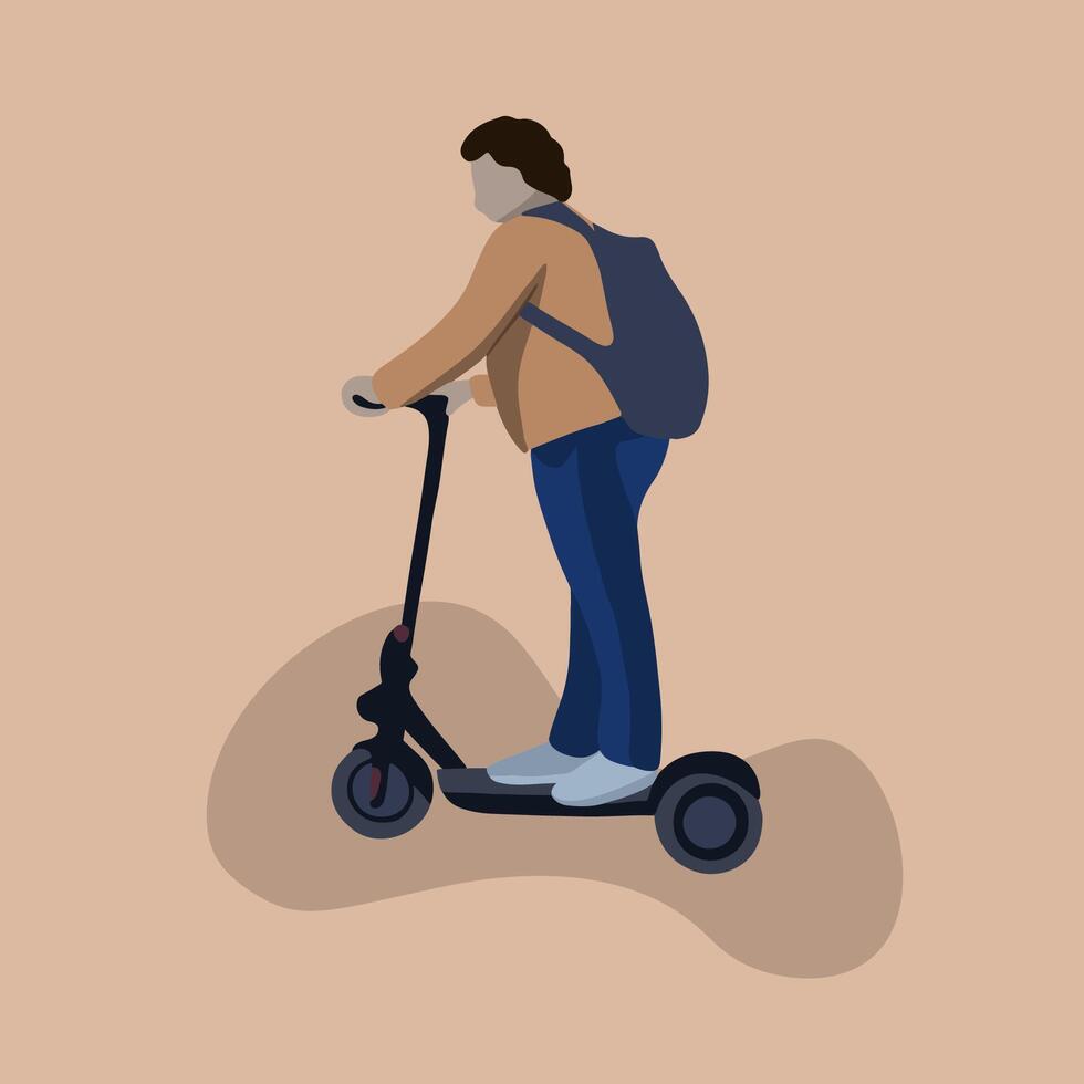 Illustration of a man on an electric scooter. vector