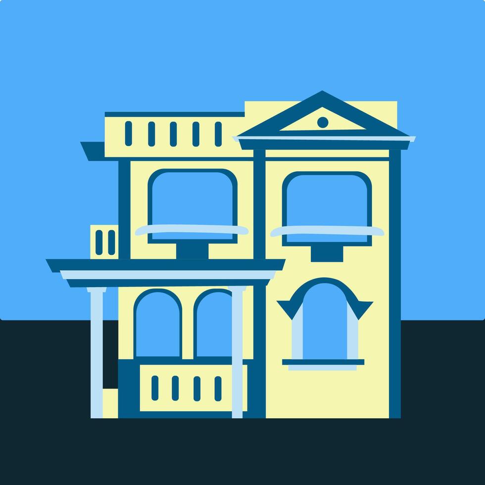Illustration of an Indian two-story house. vector