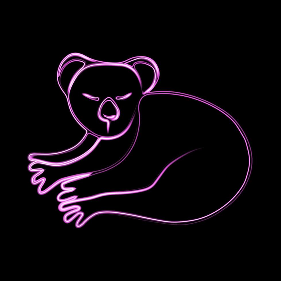 Illustration of koala with neon effect. vector