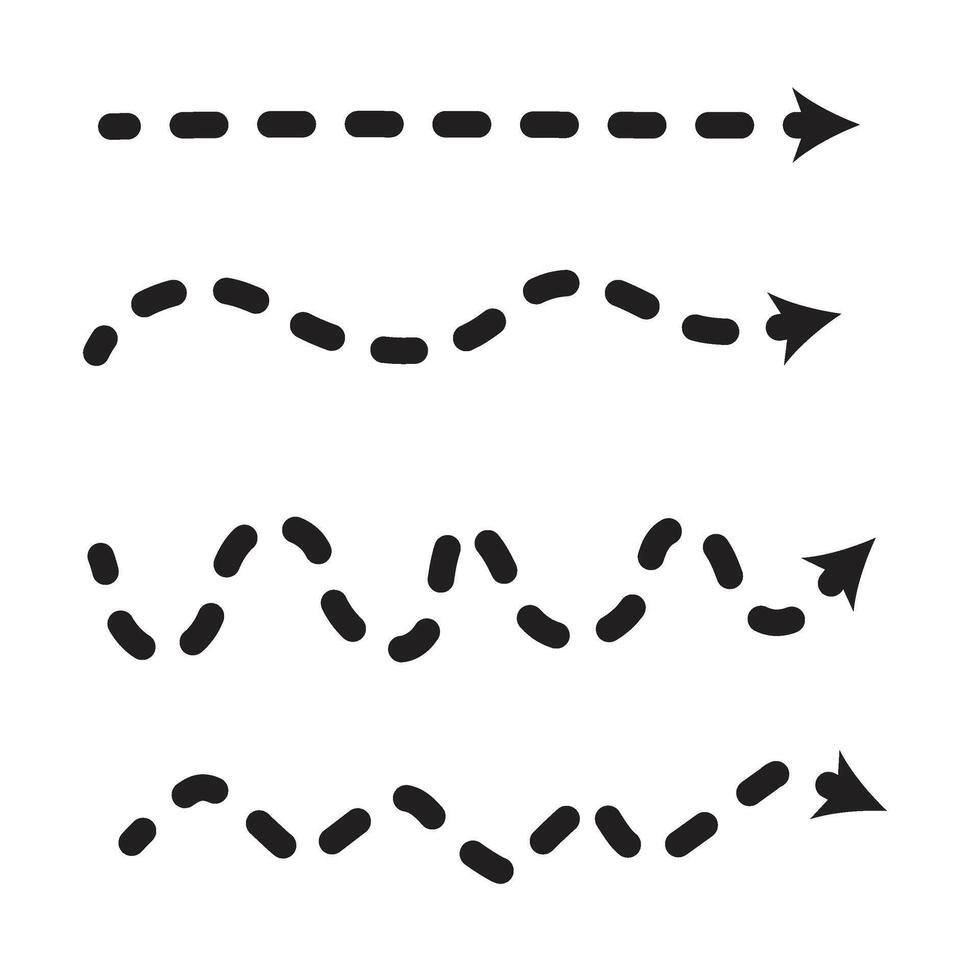 Hand drawn dash dot arrows collection. vector