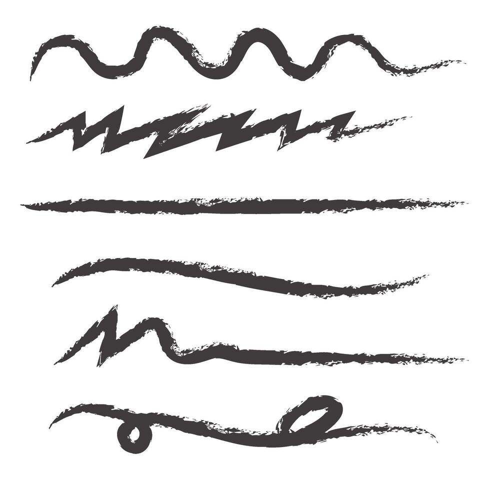 Brush hand drawn line set collection. vector