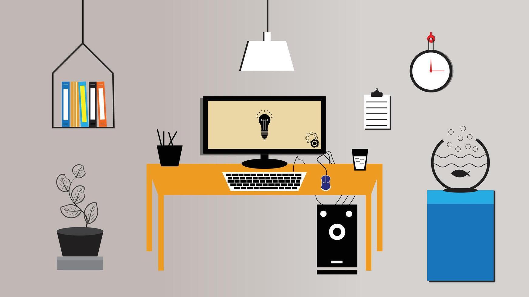 Flat design on a computer room vector