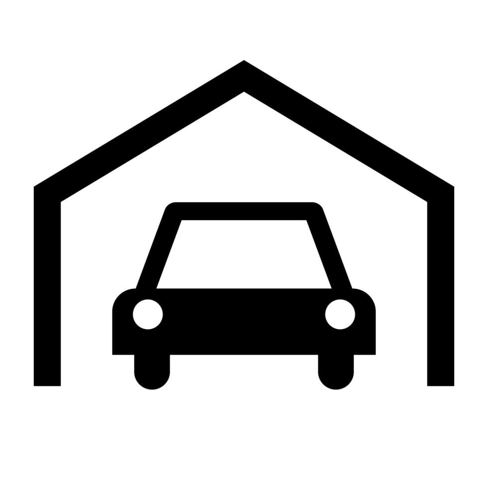Car parking in garage silhouette icon. vector