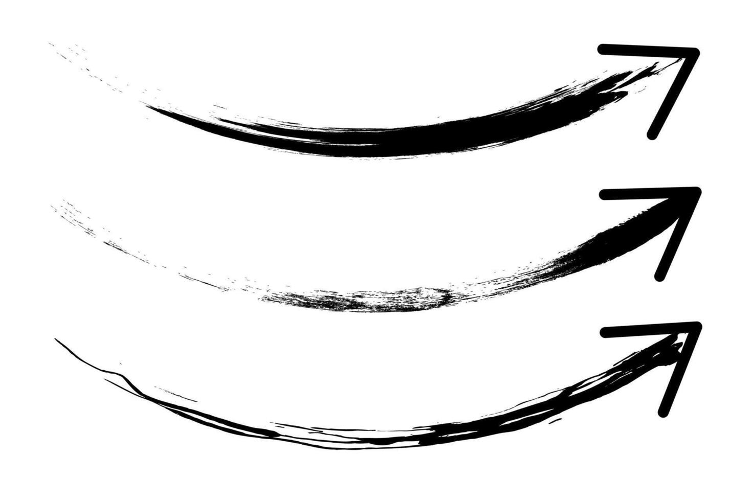 Hand drawn curved arc arrow shape grunge brushes illustration. Grunge arrow. vector