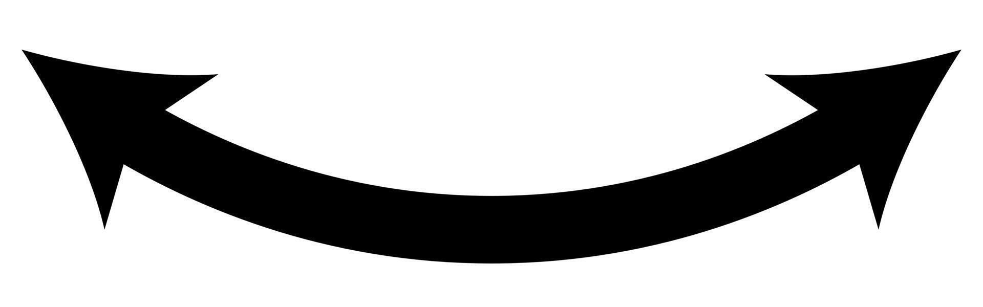 Dual sided curved arc arrow shape. Double ended arrow illustration. vector