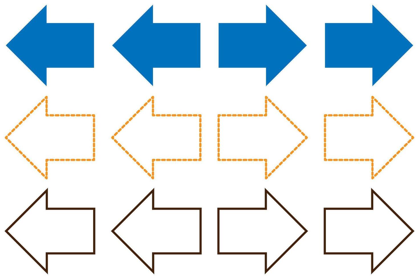 Thick Arrow shape ended arrow illustration. vector