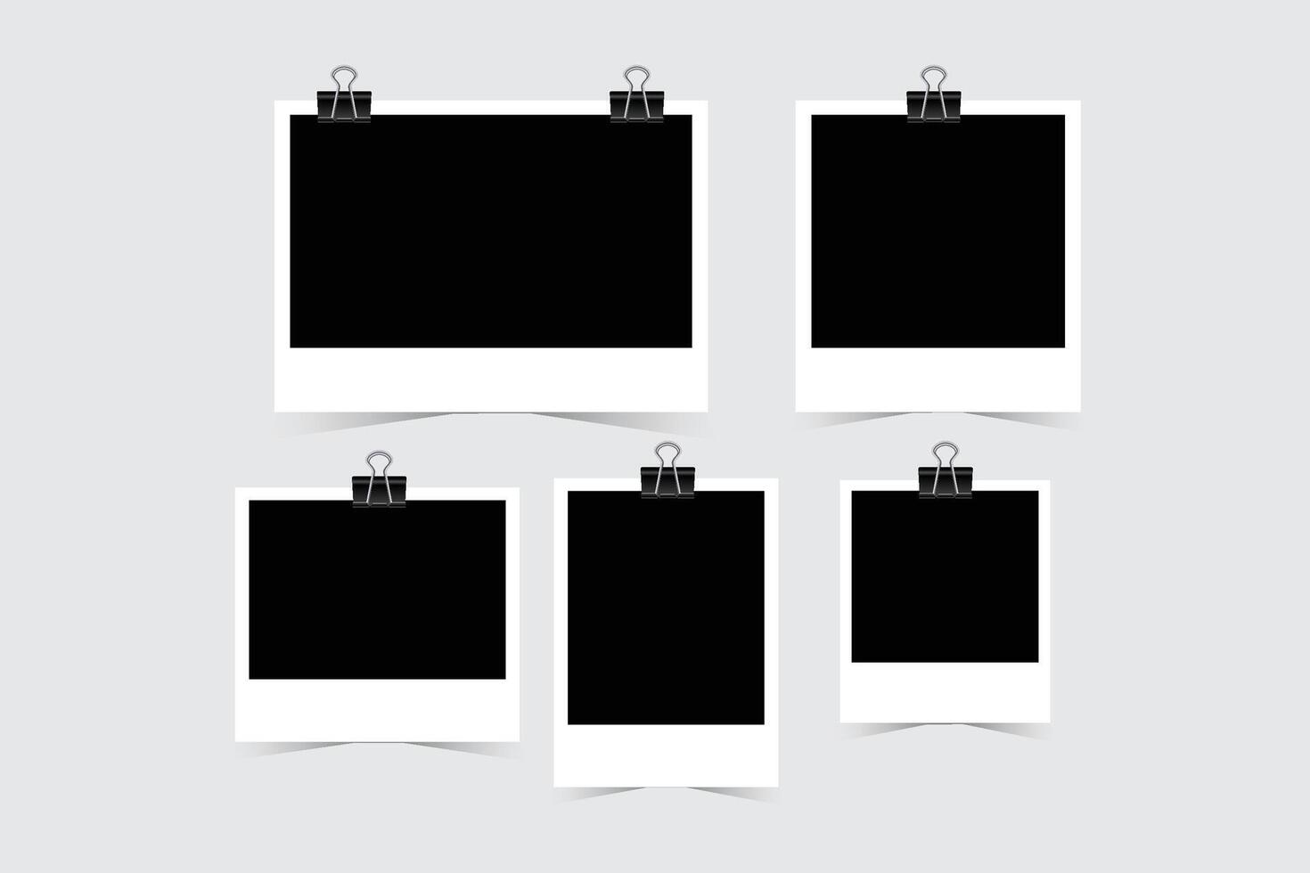 Collection Photo booth picture frames, Vintage white empty. vector