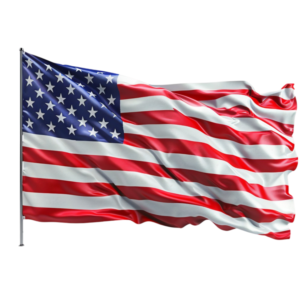 Flag waving in the wind on a transparent background png