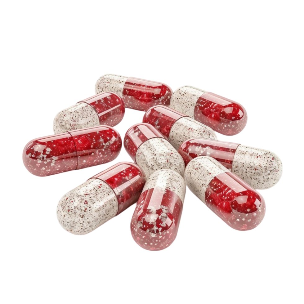 Red and white pills on a transparent background png