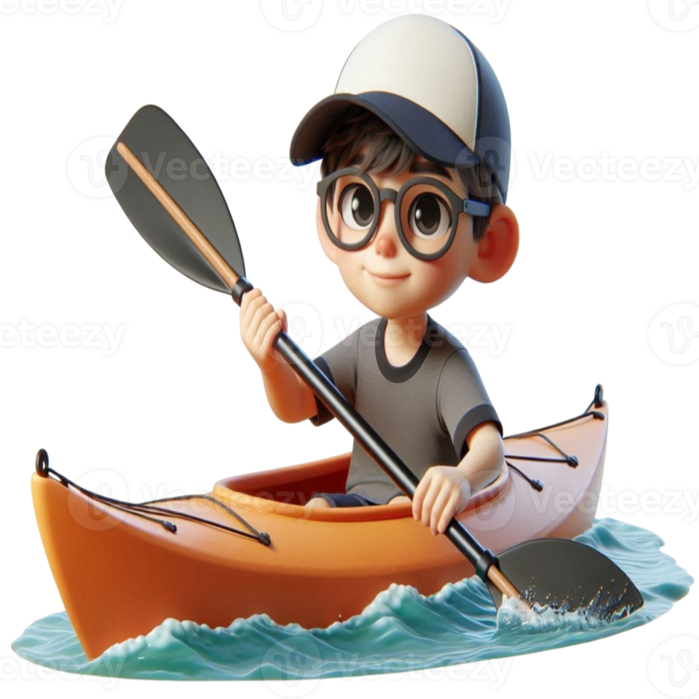 aigenerated boy in a boat with glasses png