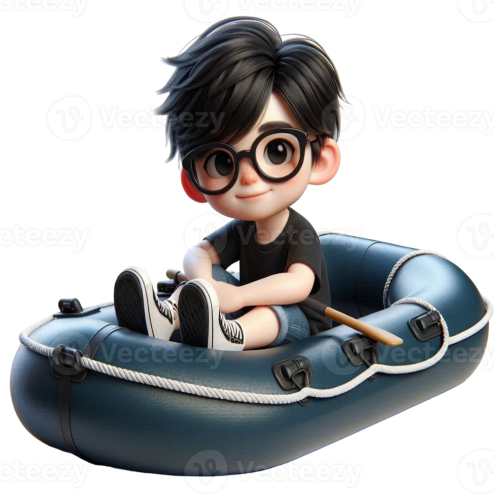 aigenerated boy in a boat with glasses png
