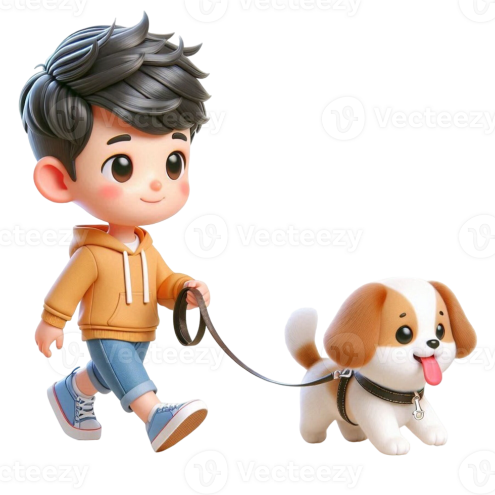 aigenerated boy walking with dog png