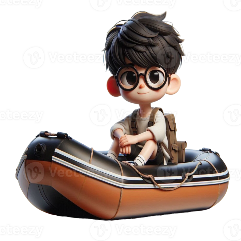 aigenerated boy in a boat with glasses png