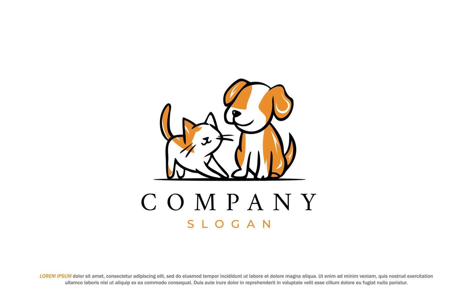 logo cat and dog art hand drawn vet vector