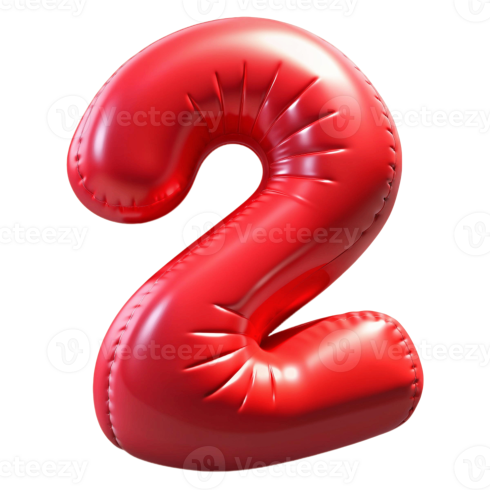 3d plastic foil balloon number 2 shaped png