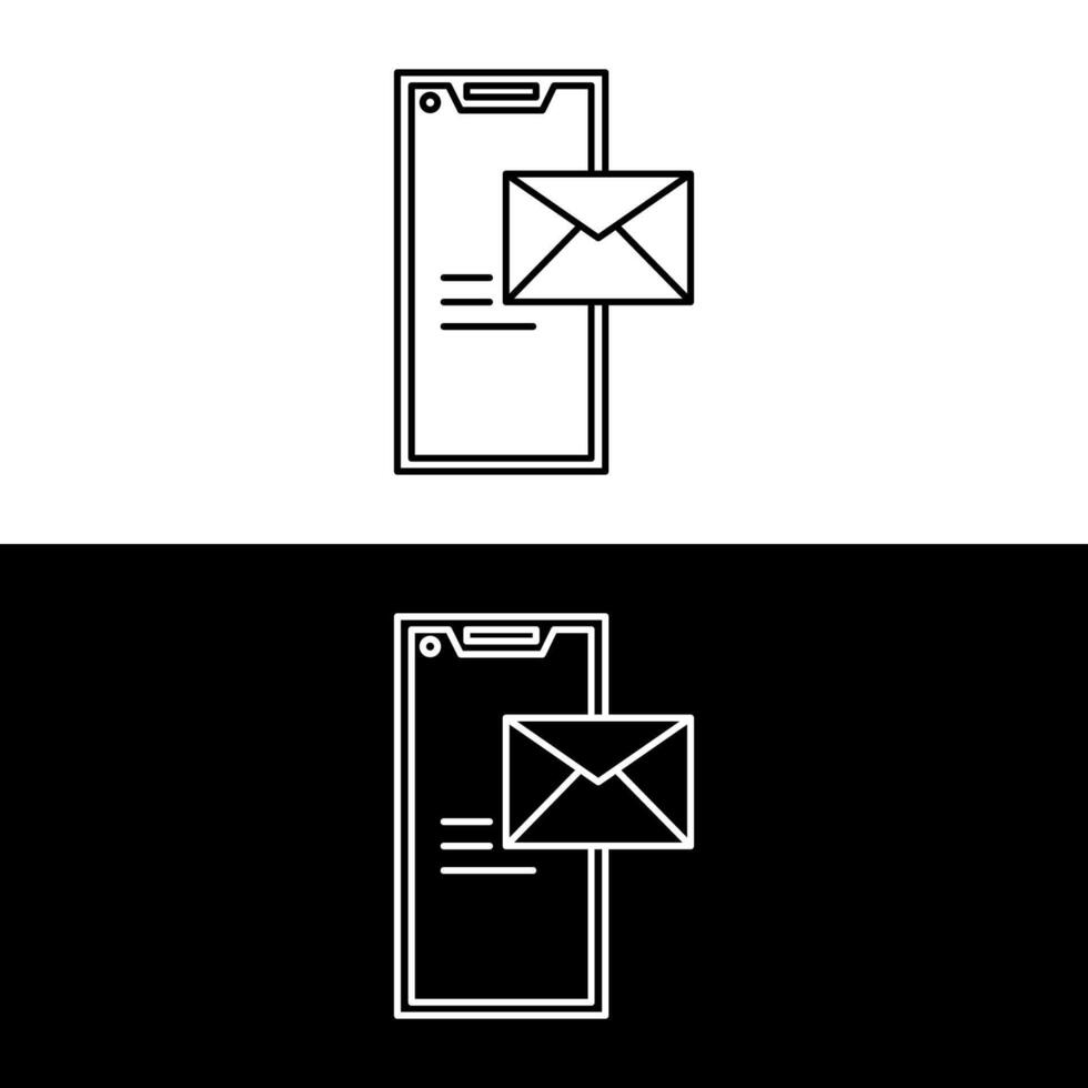 Send message in thin line phone. flat linear style trend modern logotype outlined ui graphic art design isolated on white and black background vector