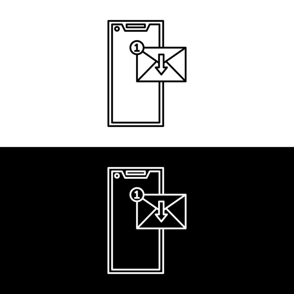 new message in thin line phone. flat linear style trend modern logotype outlined ui graphic art design isolated on white and black. vector