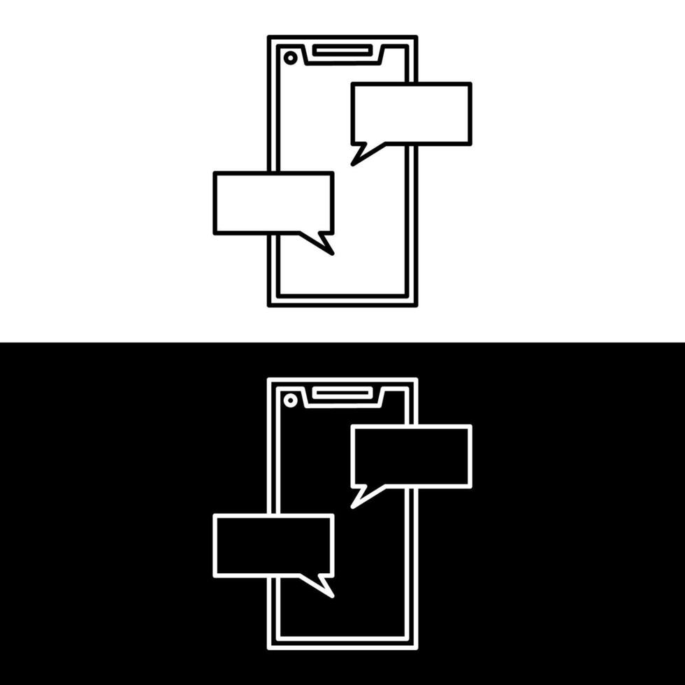 Outline Dialogue Icon isolated on white and black background. Line Chat symbol for your web site design, logo, app, UI vector
