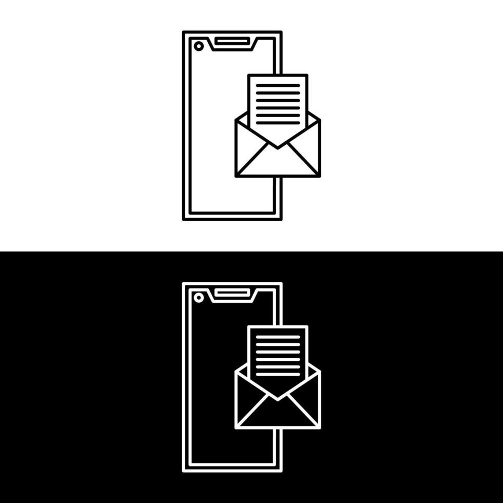 Flat line icon concept of Open email envelope on mobile phone. isolated illustration. Smartphone screen with open e-mail message and read mail envelope icons, inbox concept vector