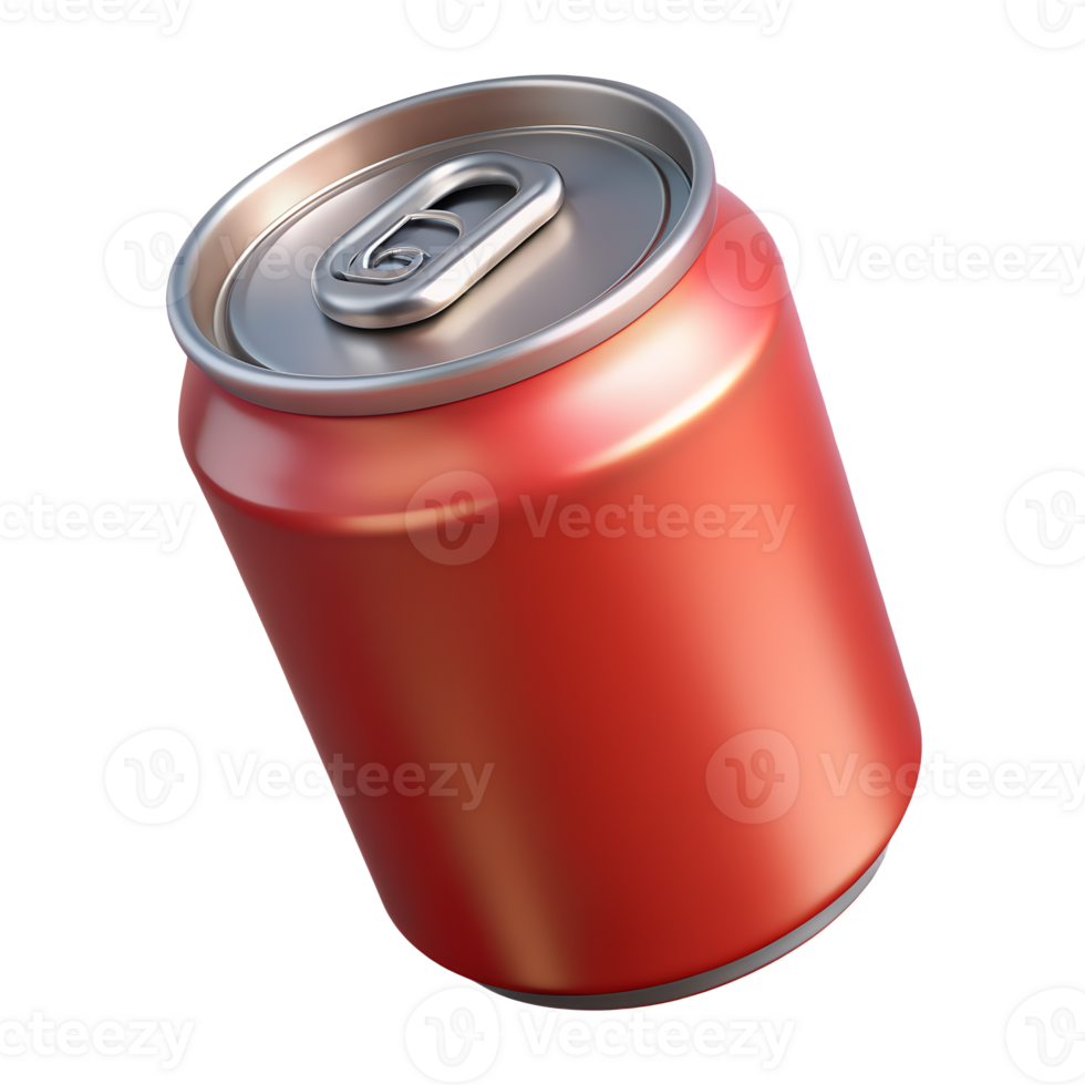 Single Red Aluminum Cola Can 3D icon on transparent background png