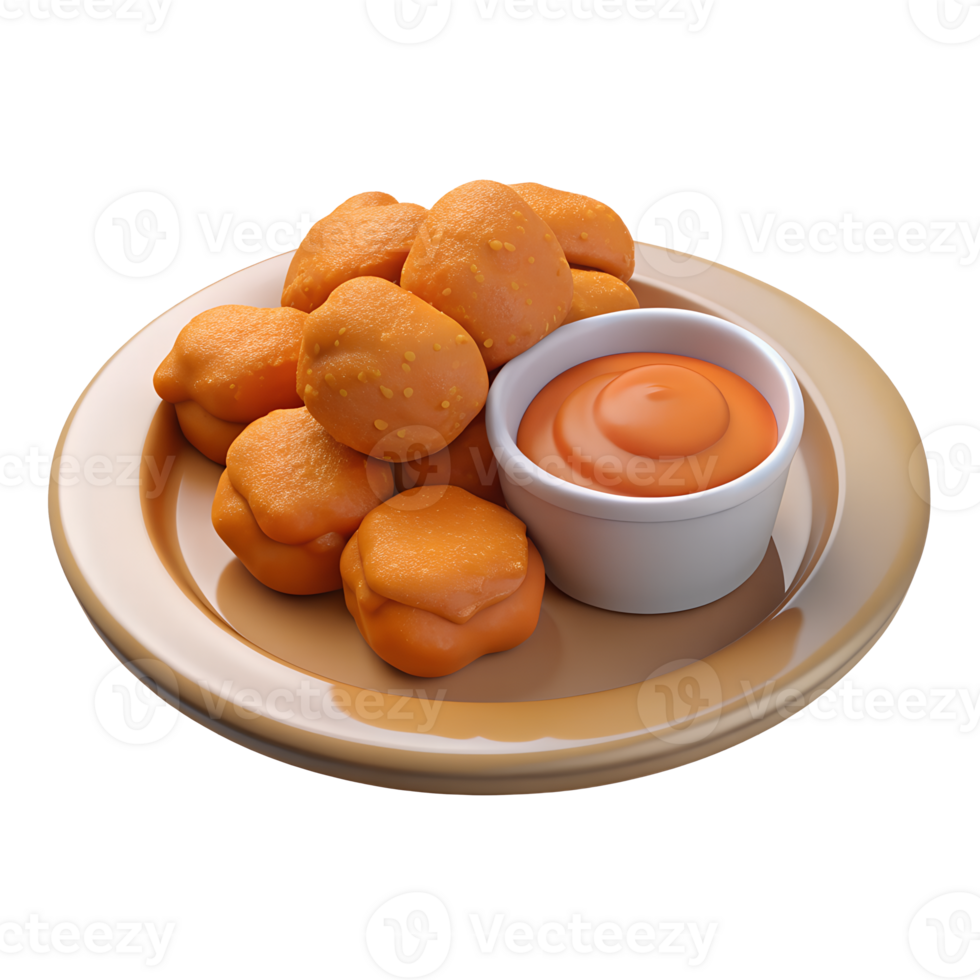 plate of nuggets and gravy 3D png