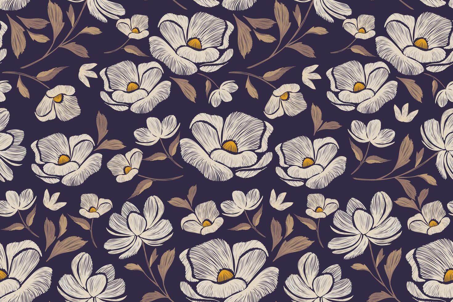 Vintage Floral pattern seamless blue flower motifs border background frame embroidery. Ethnic Ikat pattern paisley design. Ditsy illustration hand drawn. vector
