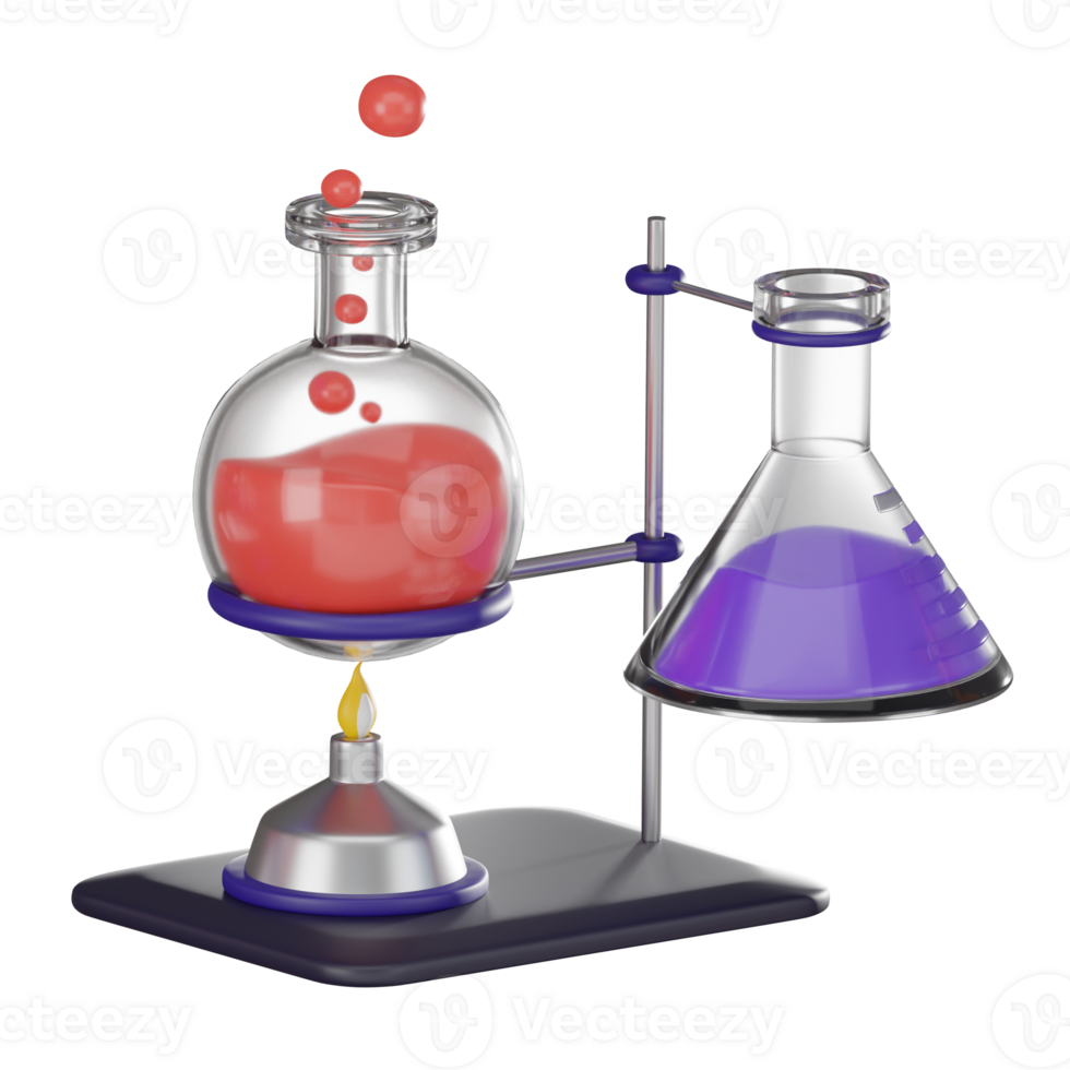 Laboratory Essentials of Heated Flask and Bunsen Burner png