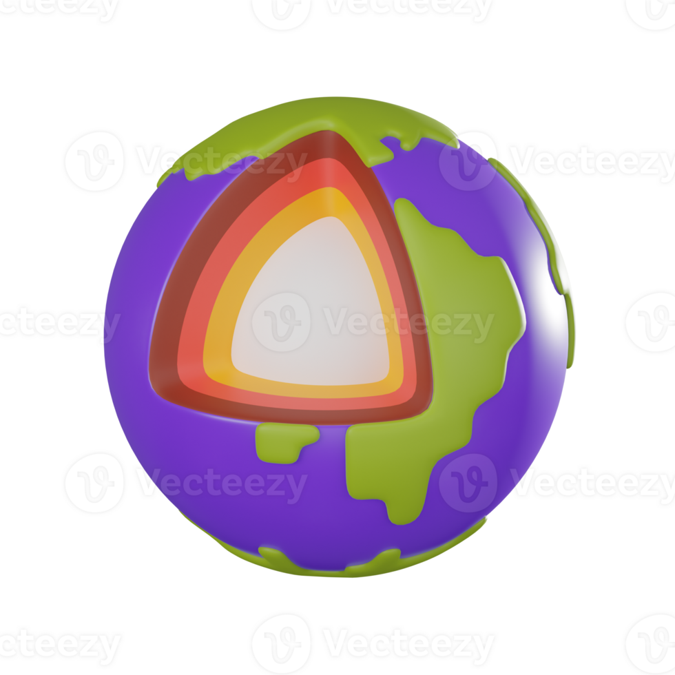 Exploring earth depths geology and render for science and education. 3D render png