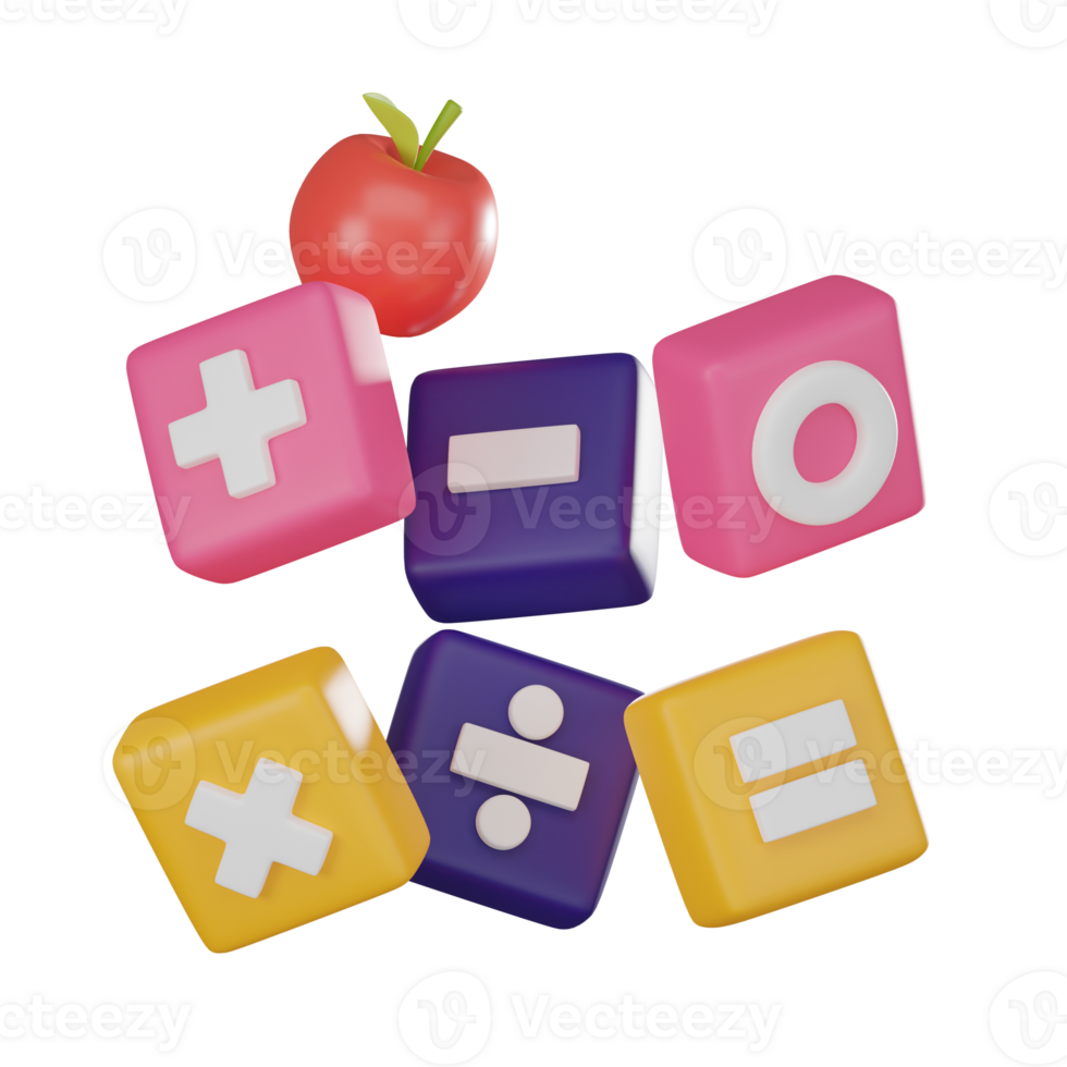 Mathematical and Scientific Symbols for Education. 3D Render png