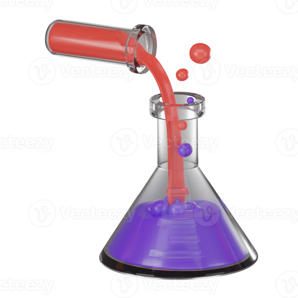 Scientific Chemistry with Liquid Mix. 3D Render png