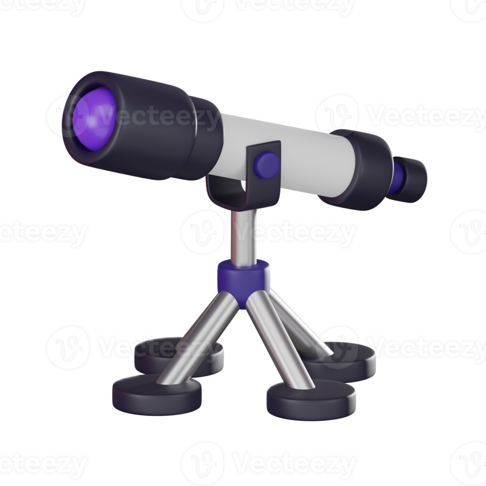 Exploring the Cosmos of Telescope and Planets for Astronomy Enthusiasts. 3D Render png