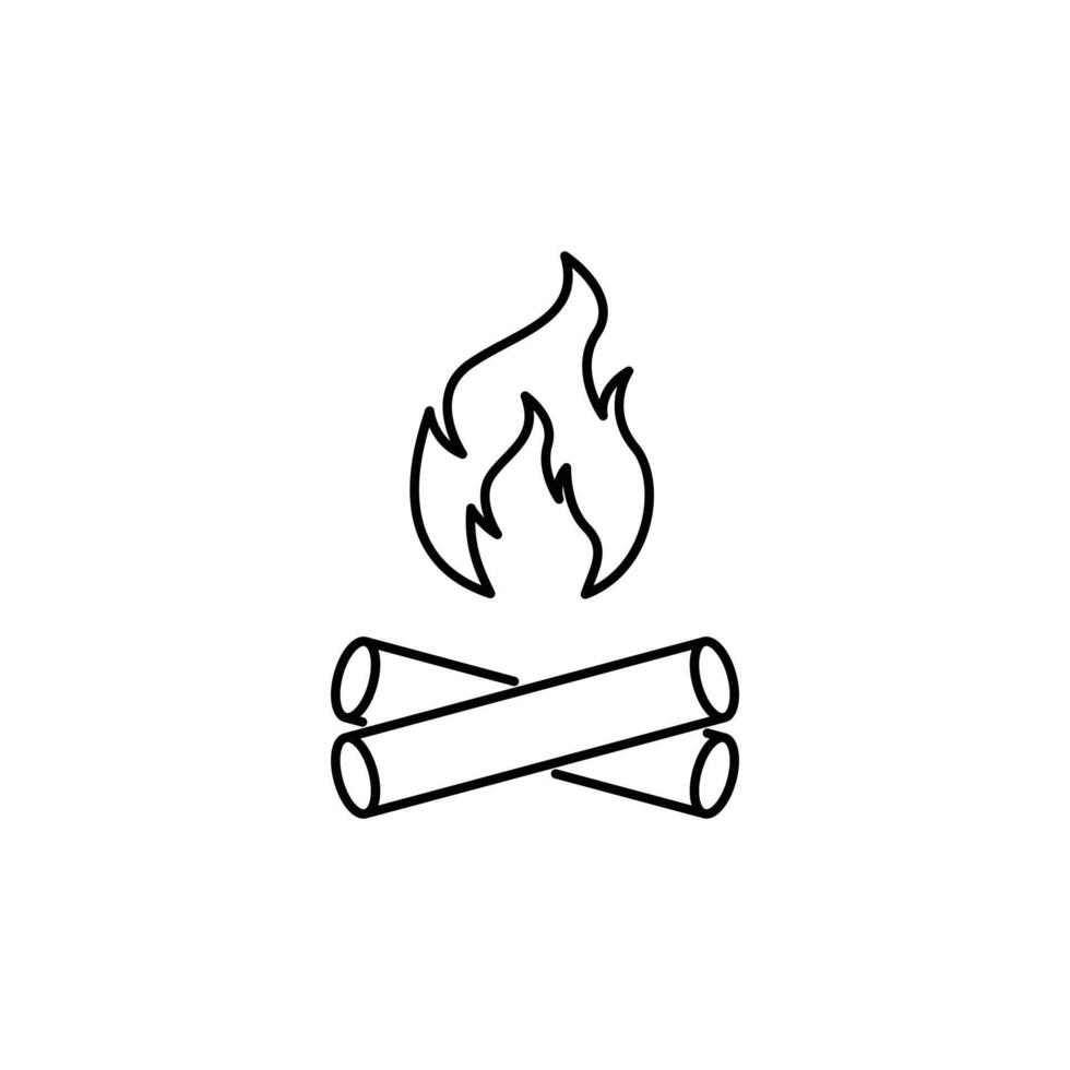 bonfire camp icon with flame design line style vector