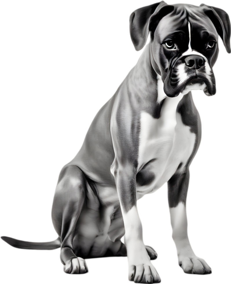 Adorable Boxer dog poses for a portrait. AI-Generated. png