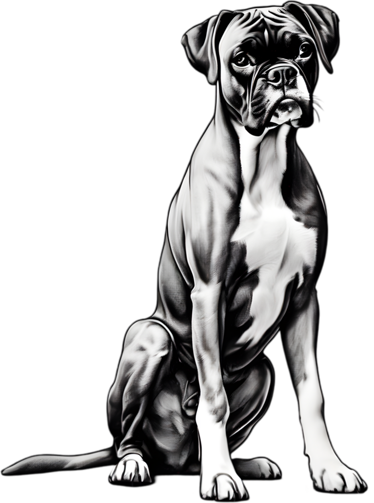 Adorable Boxer dog poses for a portrait. AI-Generated. png