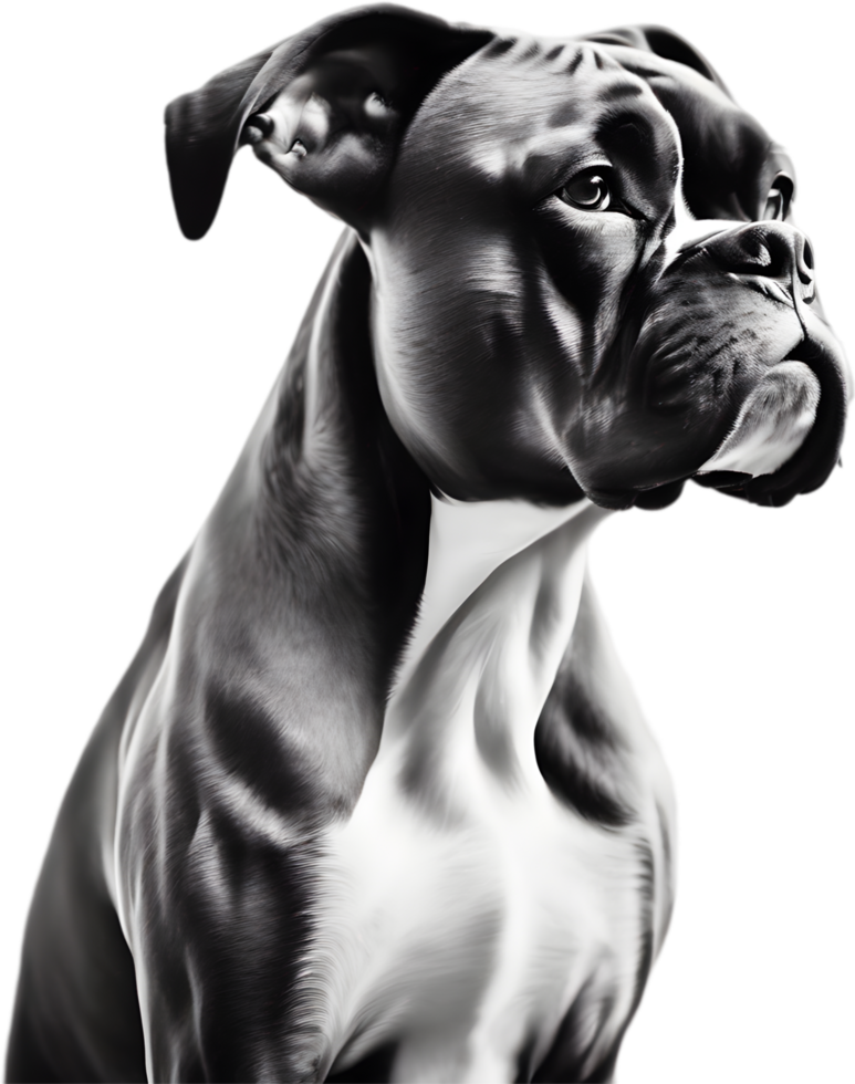 Adorable Boxer dog poses for a portrait. AI-Generated. png