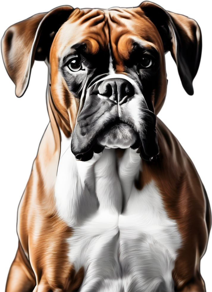 Adorable Boxer dog poses for a portrait. AI-Generated. png
