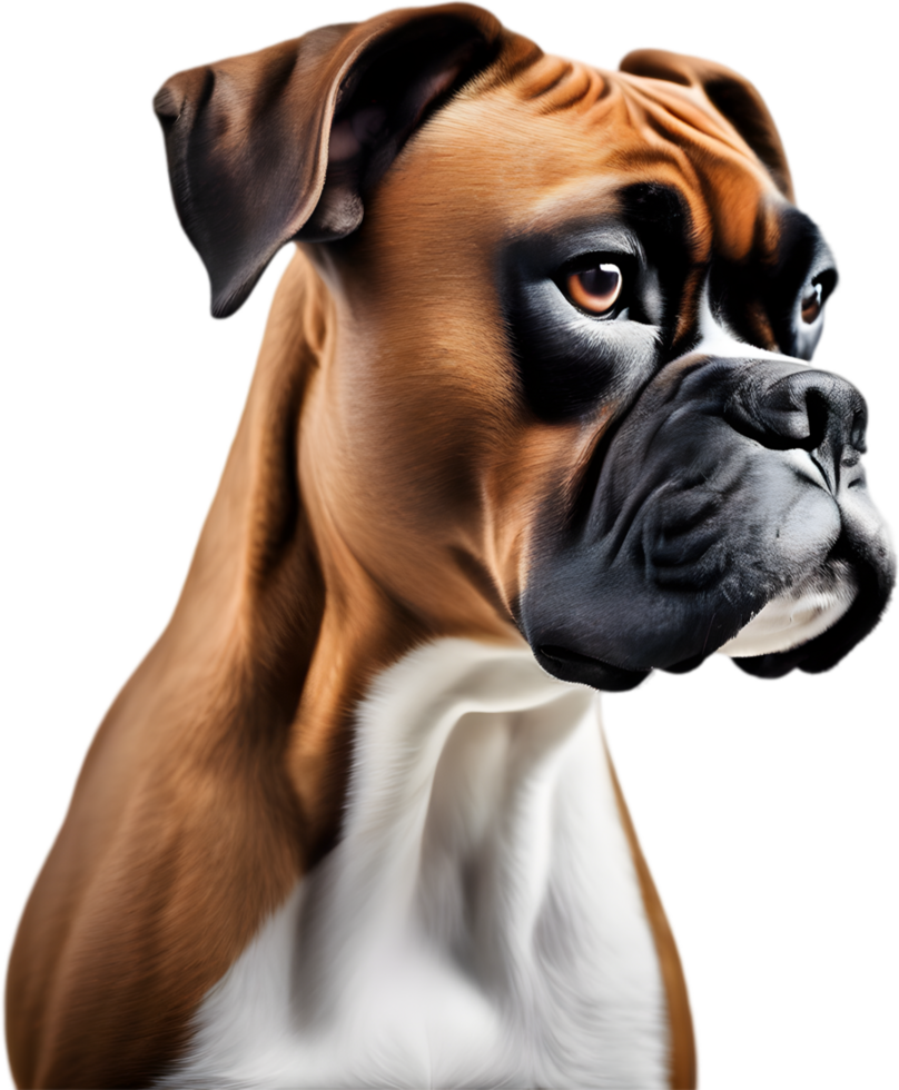 Adorable Boxer dog poses for a portrait. AI-Generated. png