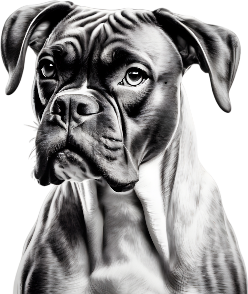 Adorable Boxer dog poses for a portrait. AI-Generated. png
