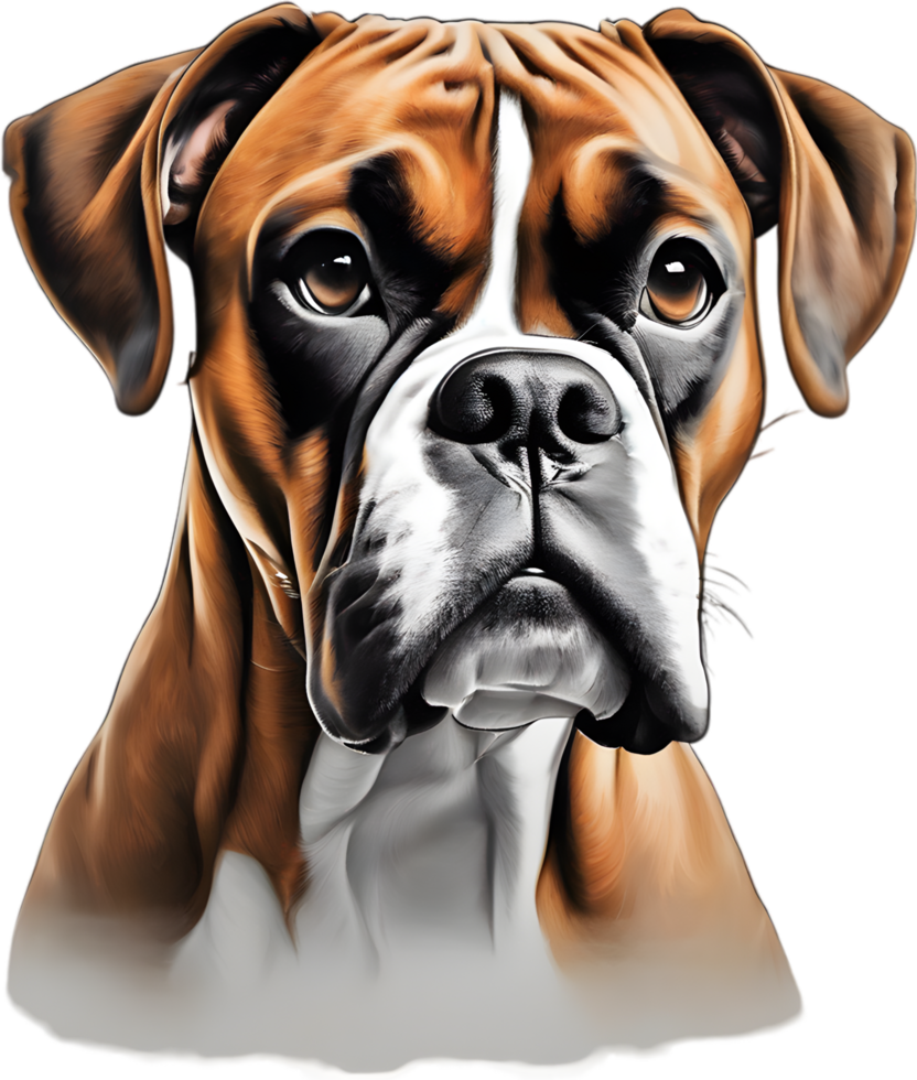 Adorable Boxer dog poses for a portrait. AI-Generated. png