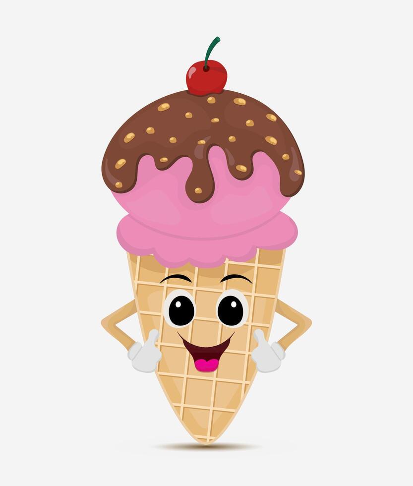 cute cartoon ice cream character isolated vector