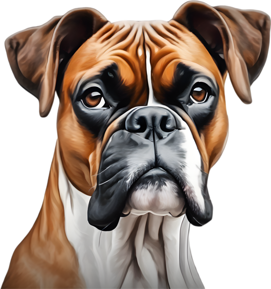 Adorable Boxer dog poses for a portrait. AI-Generated. png