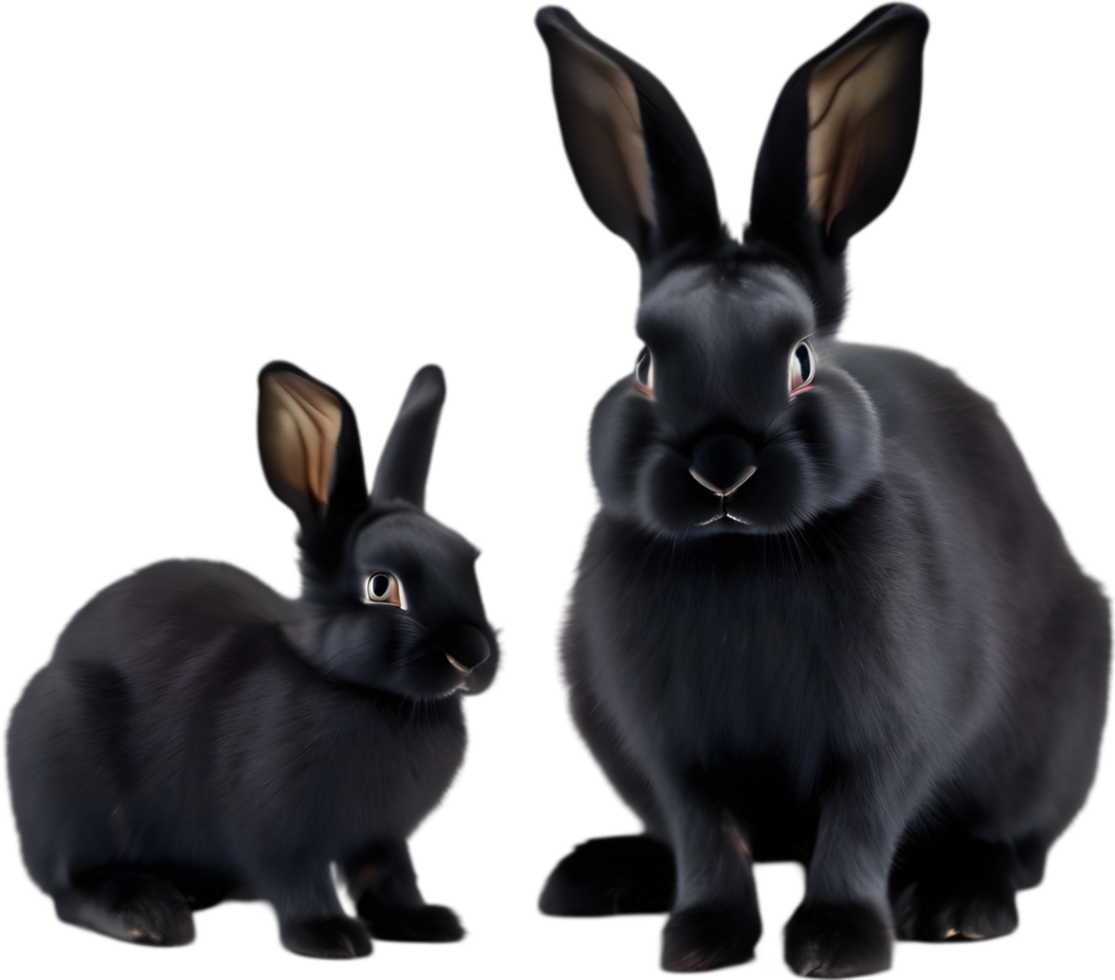 Adorable rabbit family poses for a portrait. AI-Generated. png