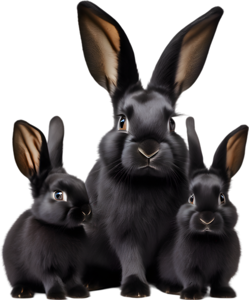 Adorable rabbit family poses for a portrait. AI-Generated. png