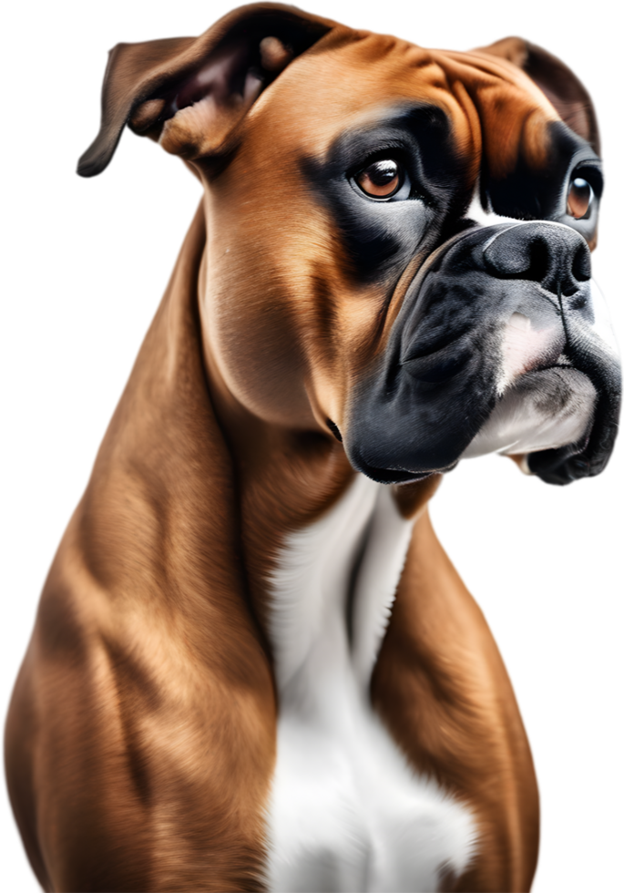 Adorable Boxer dog poses for a portrait. AI-Generated. png