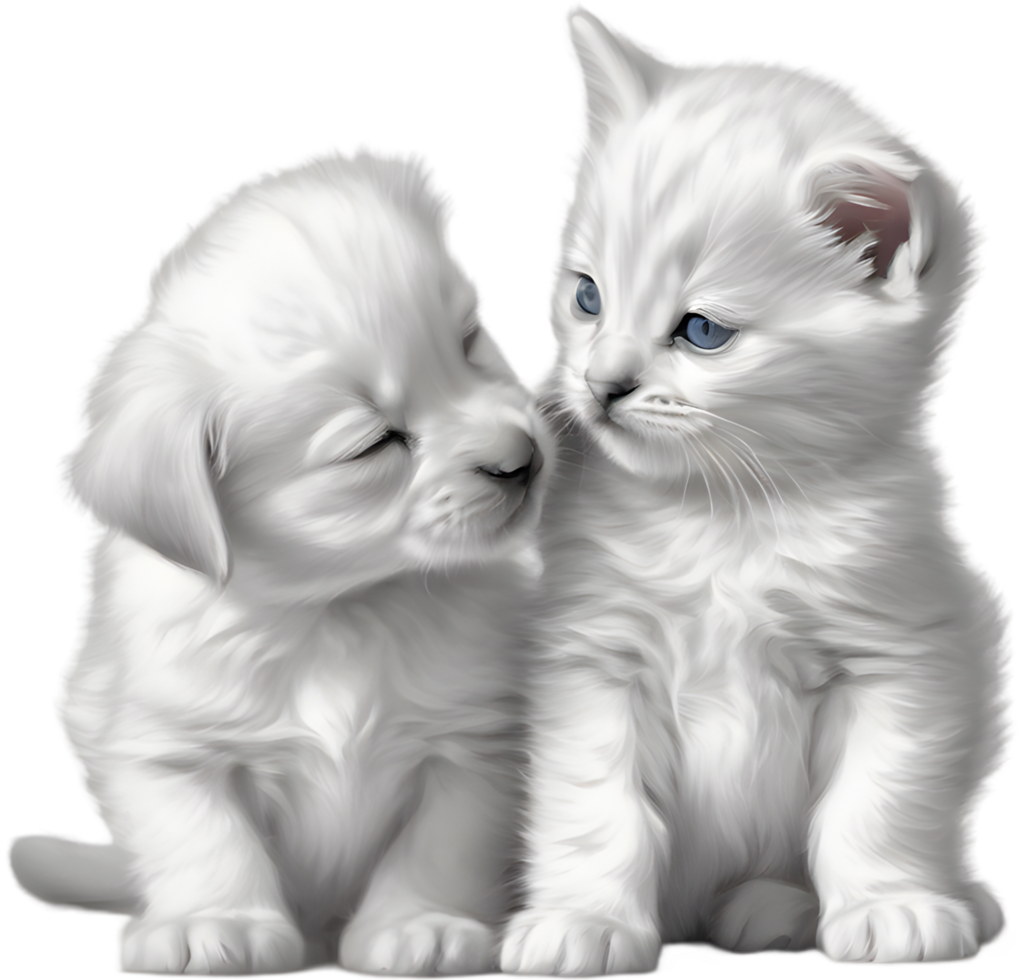 Kitten and puppy share a heartwarming cuddle. AI-Generated. png