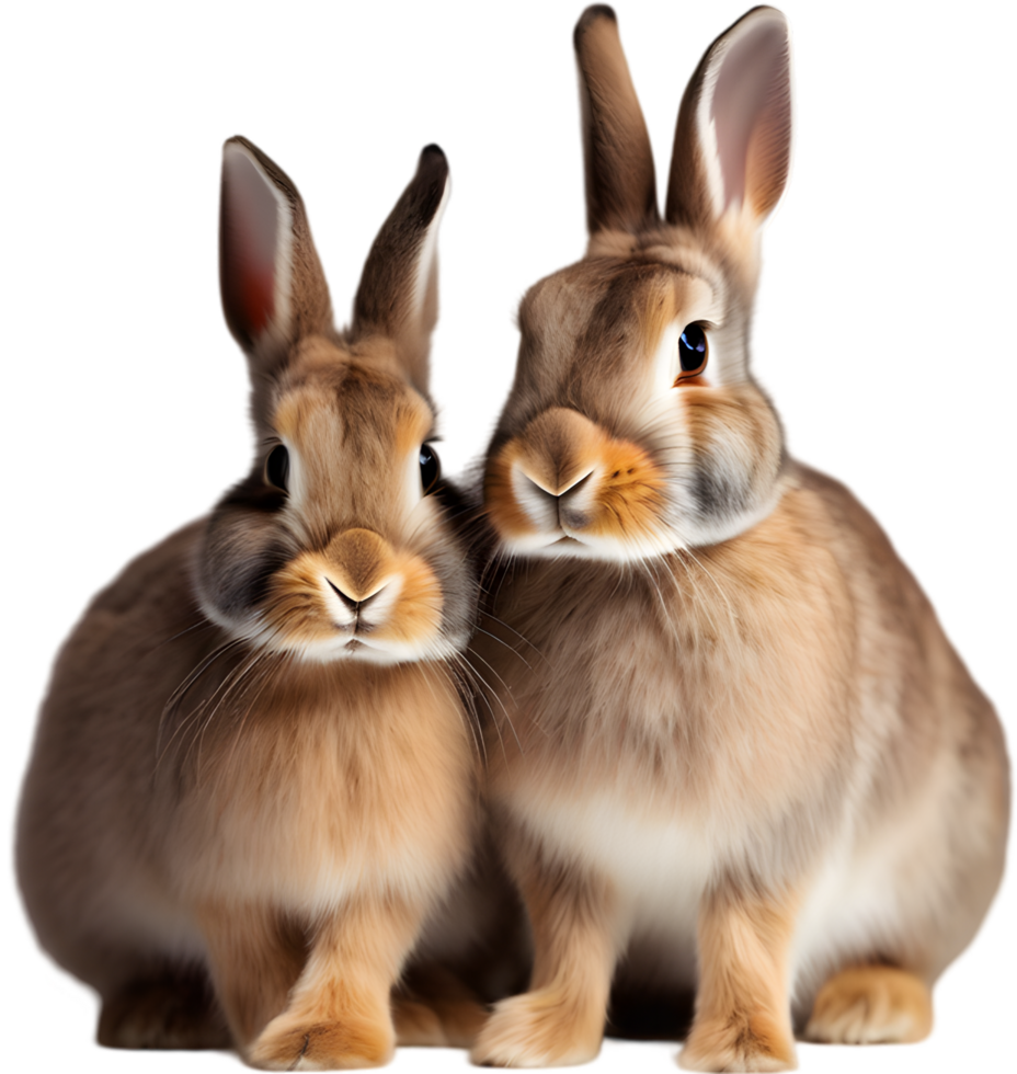 Adorable rabbit family poses for a portrait. AI-Generated. png
