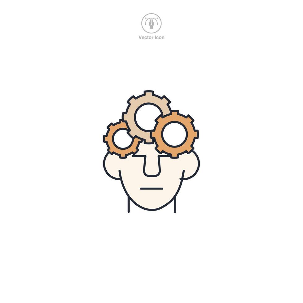 Head with Gear Icon theme symbol illustration isolated on white background vector