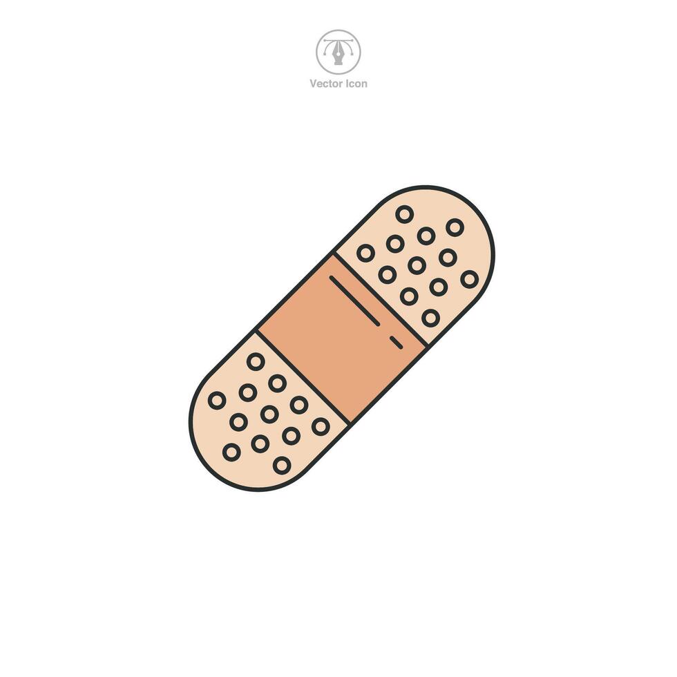 Adhesive plaster, medical bandage Icon. Medical or Healthcare theme symbol illustration isolated on white background vector