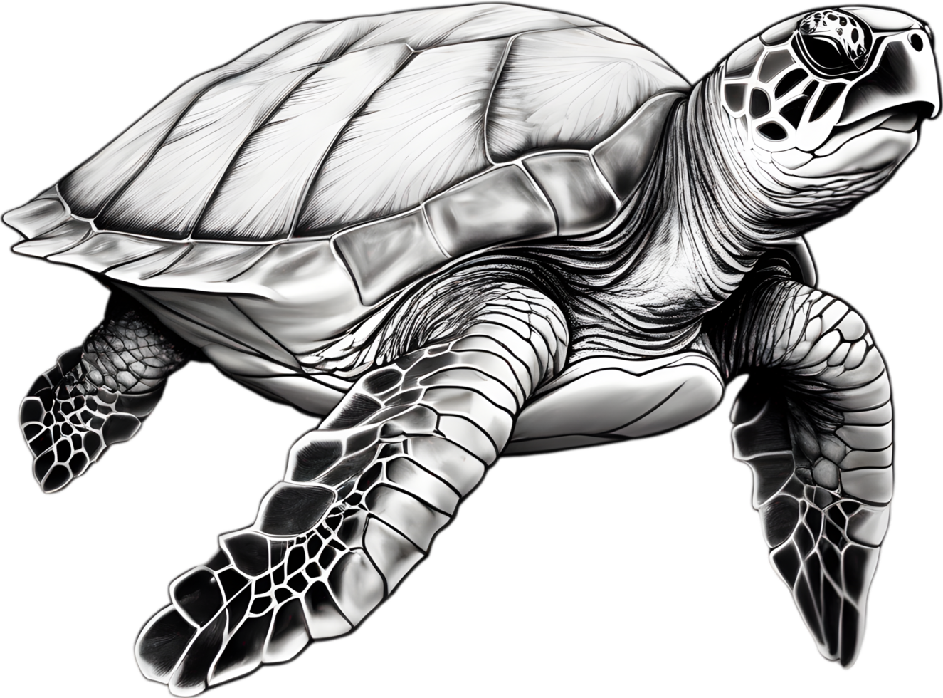 Majestic sea turtle glides in water. AI-Generated. png